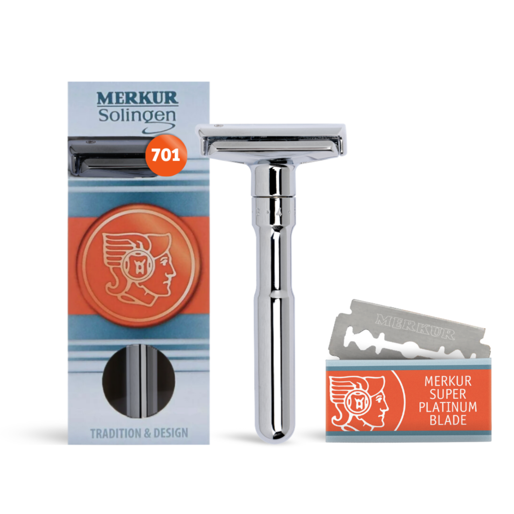 Merkur Futur Adjustable Double Edge Safety Razor With Snap Closure, Chrome - BarberSupplies Canada