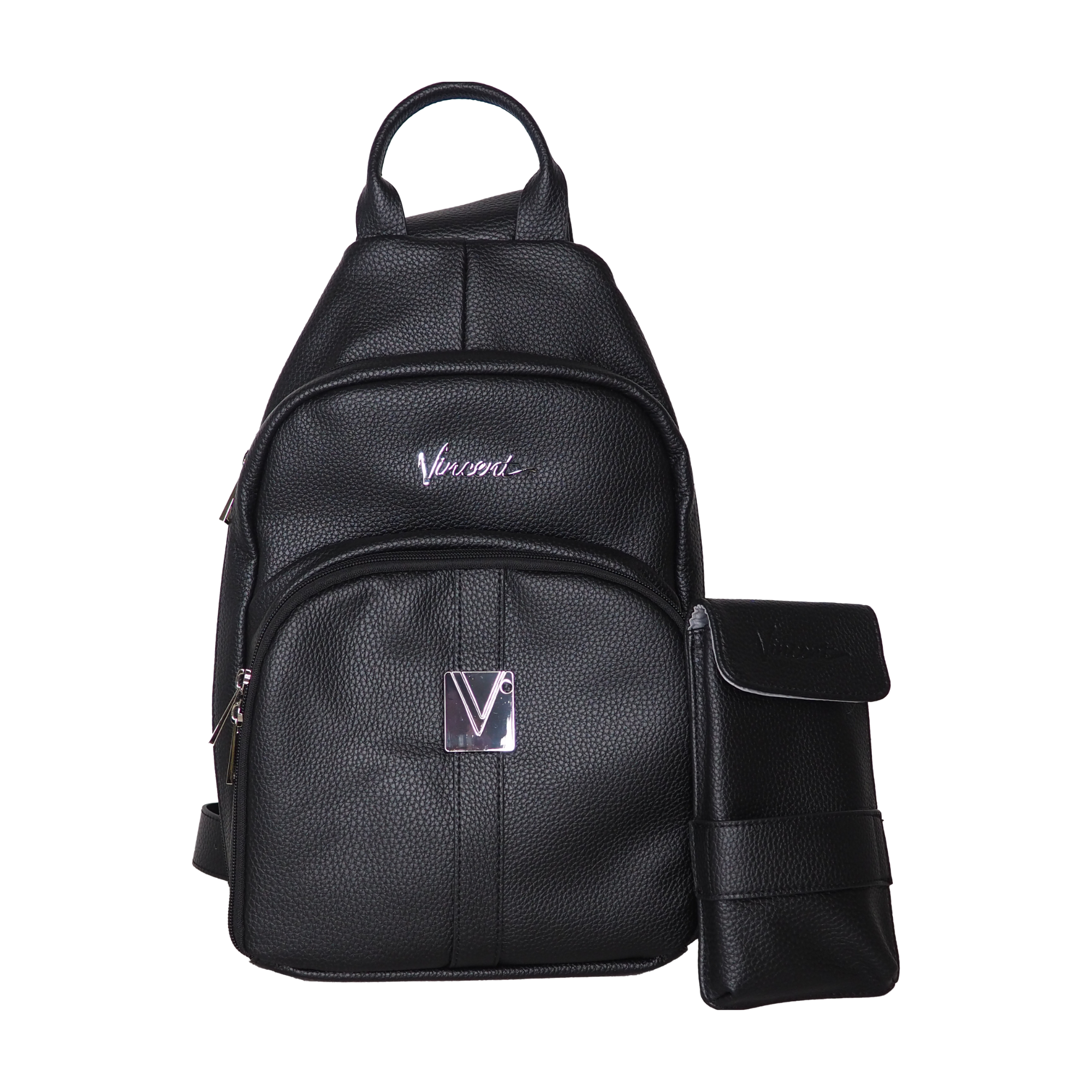 Vincent Shoulder Bag 15” x 10” x 4” Black Leather - BarberSupplies Canada