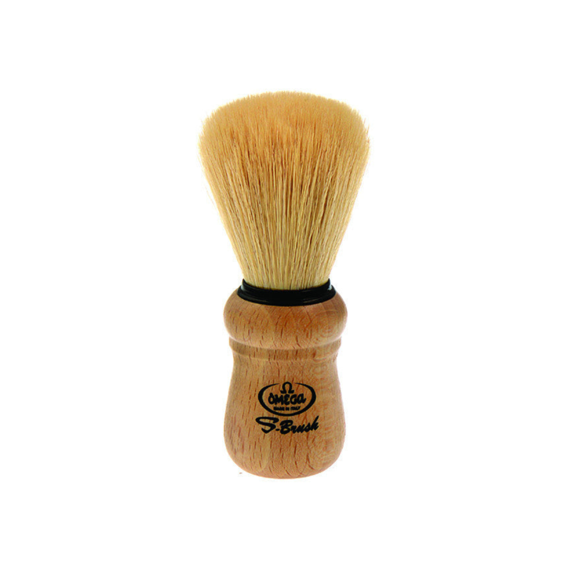 Omega Synthetic Fiber Shaving Brush, Beech Wood Handle - BarberSupplies Canada