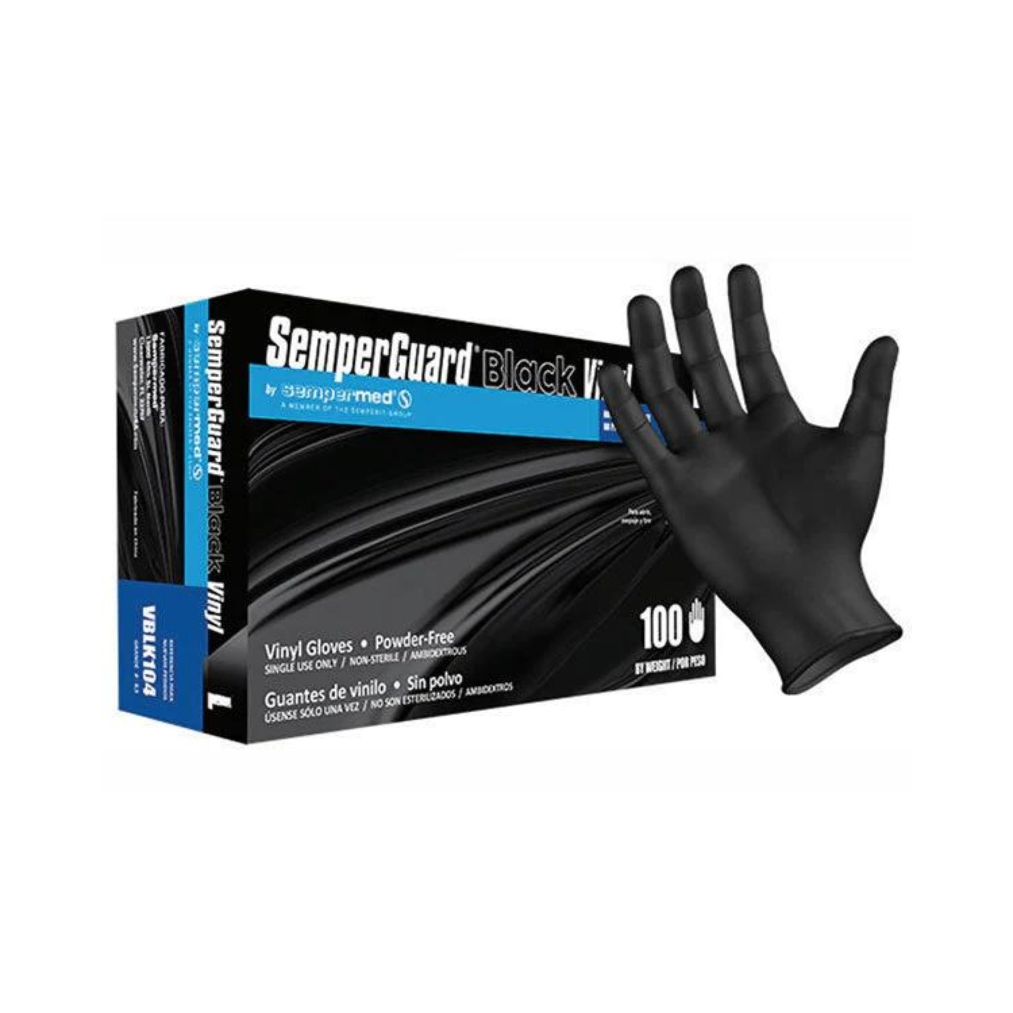 SemperGuard Black Ind.Vinyl XL 100 Gloves/box - BarberSupplies Canada