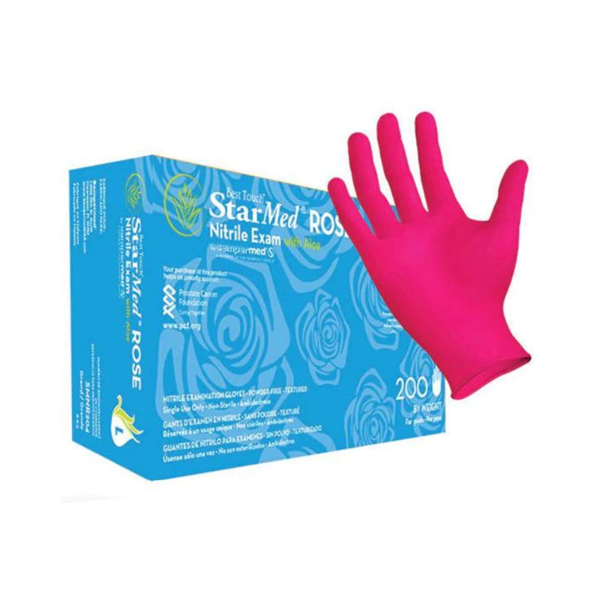 Best Touch StarMed rose Exam Nitrile Xtra Small 200 Gloves/box - BarberSupplies Canada