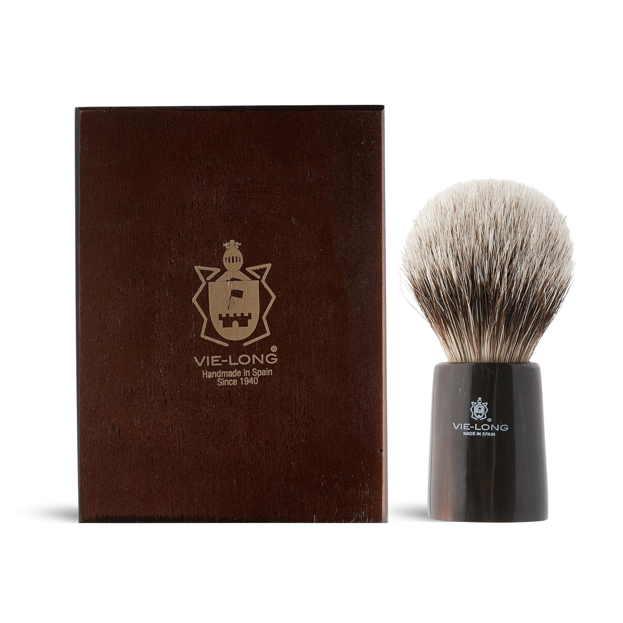 Vie-Long Silver Tip Badger Shaving Brush, Horn Handle - BarberSupplies Canada
