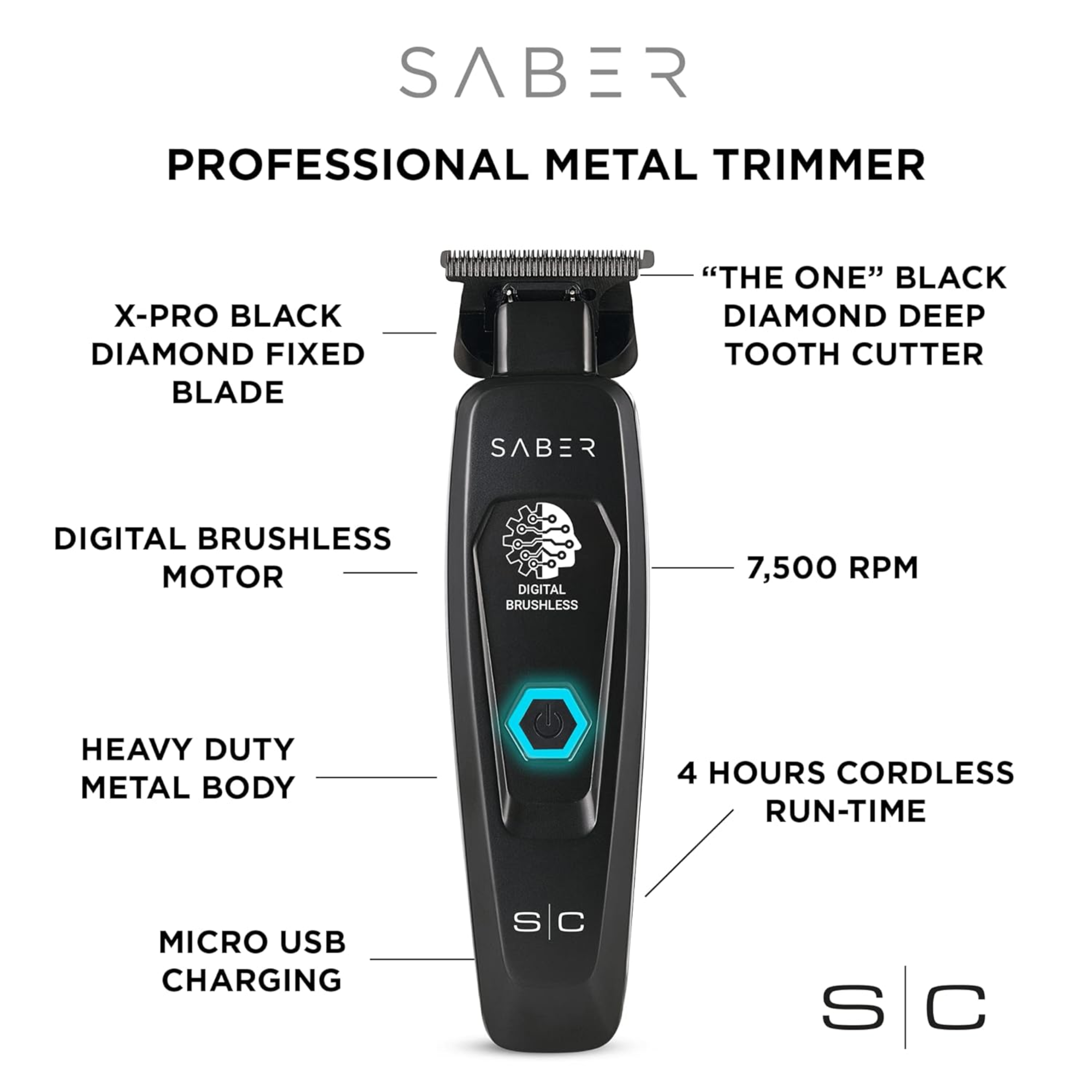 StyleCraft Saber Trimmer (Black) - BarberSupplies Canada