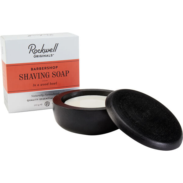 Rockwell Shave Soap in a wooden Bowl - Barbershop Scent - BarberSupplies Canada
