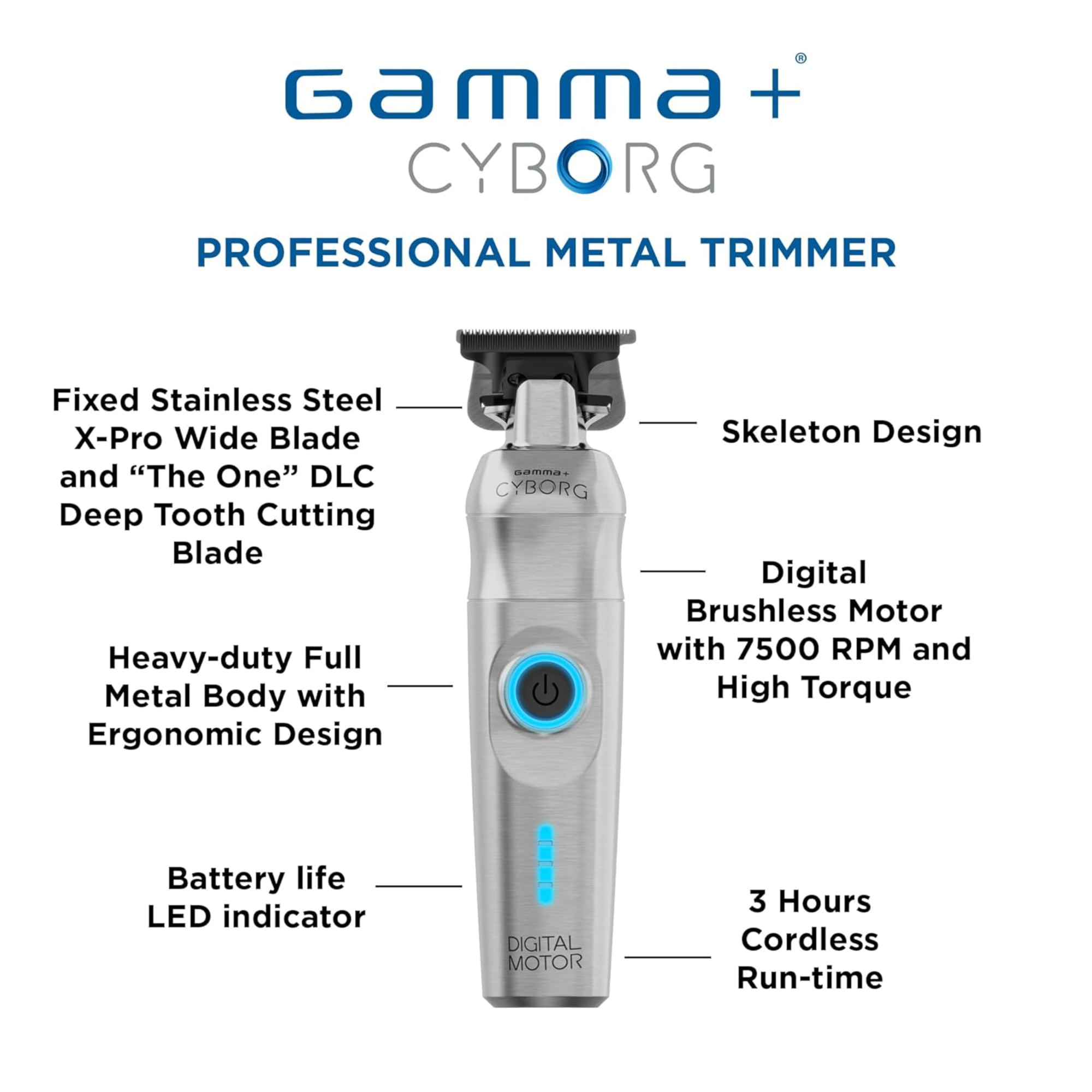 Gamma+ Cyborg Hair Trimmer - BarberSupplies Canada
