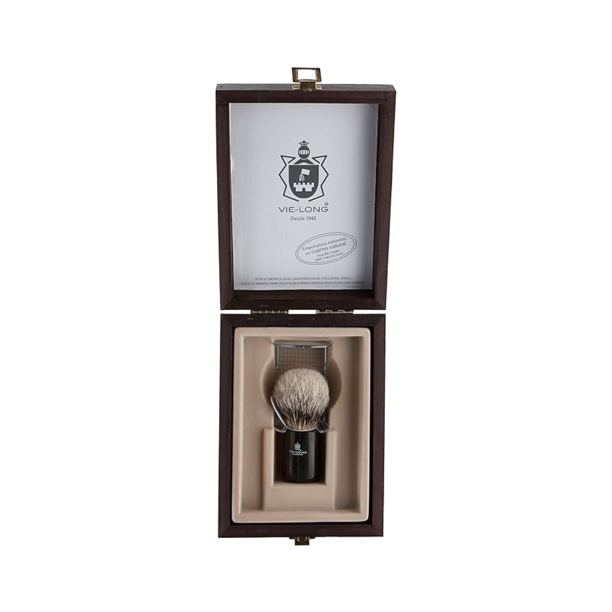 Vie-Long Silver Tip Badger Shaving Brush, Horn Handle - BarberSupplies Canada
