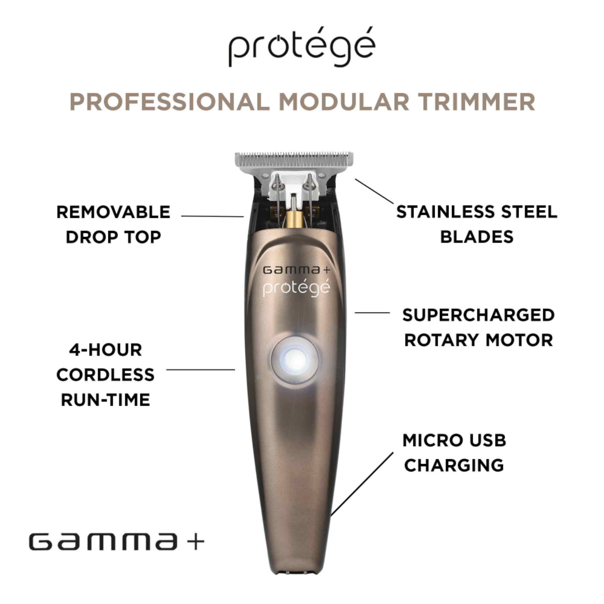 GAMMA+ PROTEGE (MATTE METALLIC GUNMETAL) Trimmer - BarberSupplies Canada