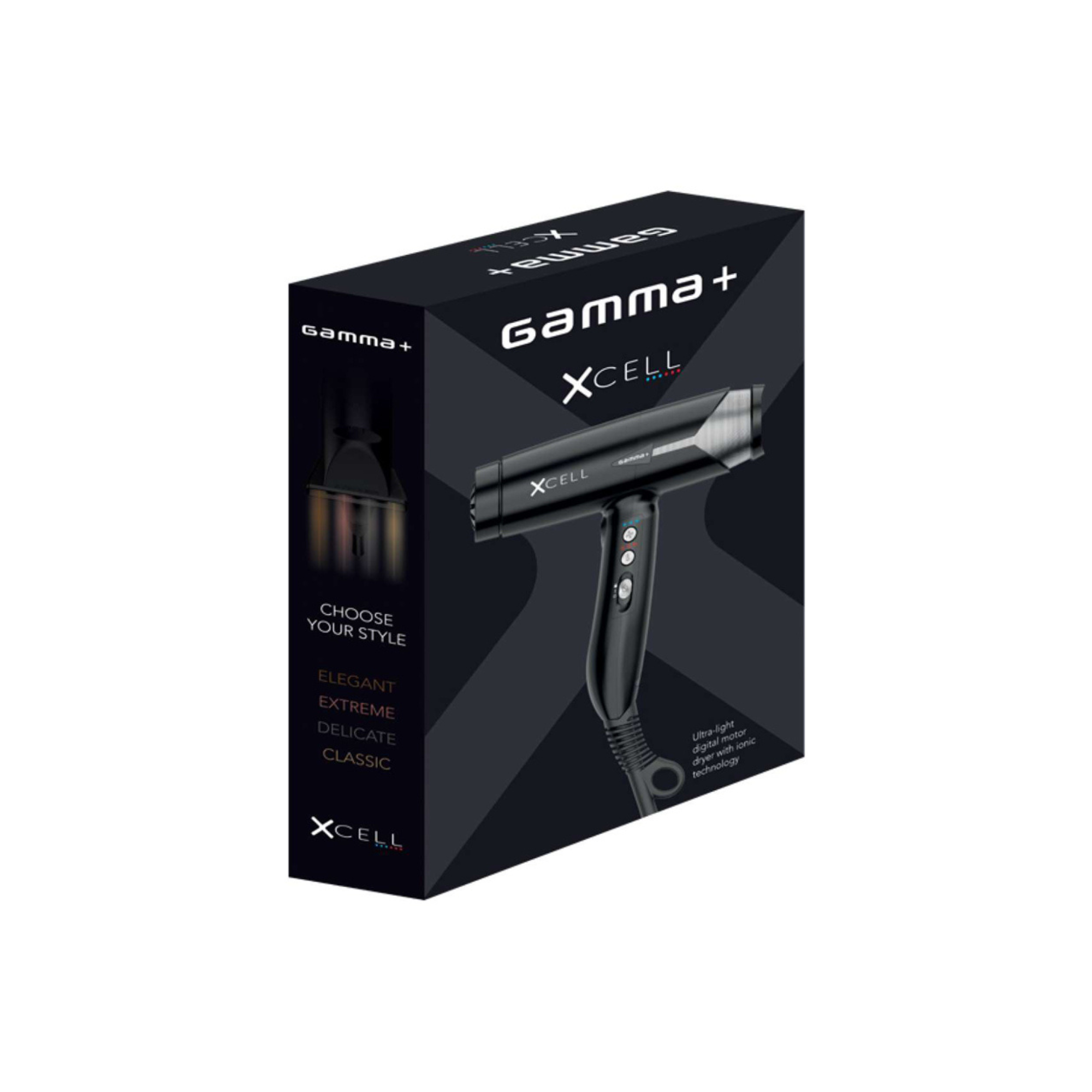 Gamma+ XCell Dryer Matte Black - BarberSupplies Canada