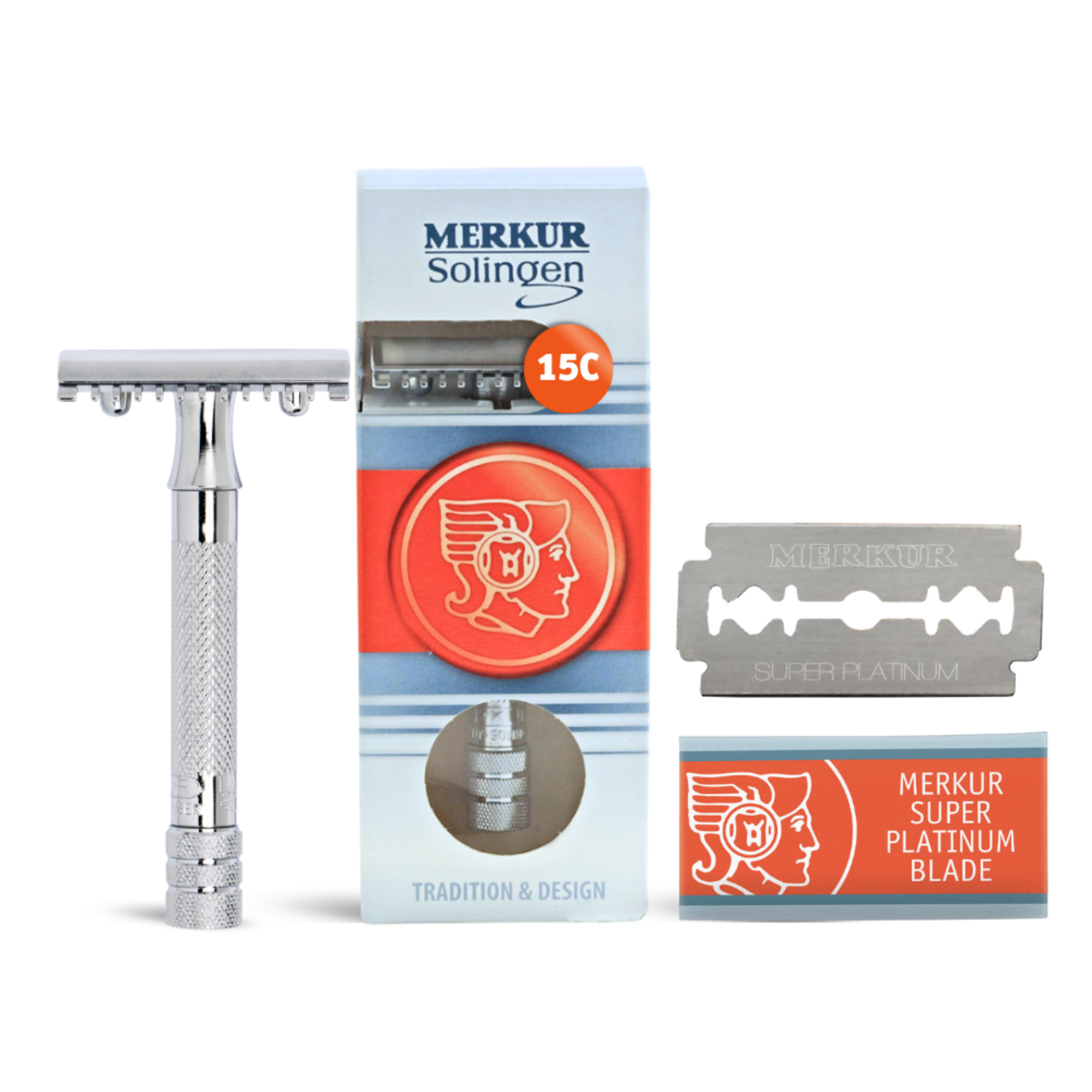 Merkur Double Edge Safety Razor, Open Tooth Comb, Chrome - BarberSupplies Canada