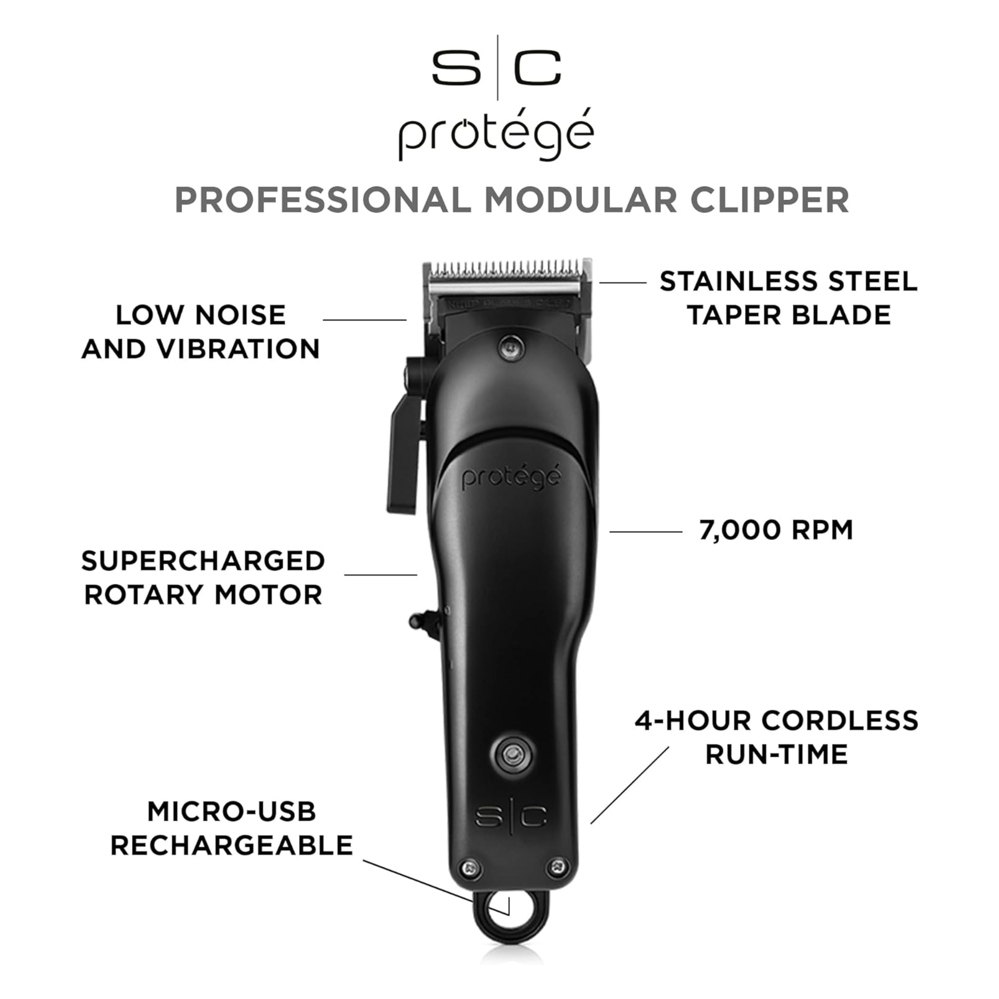 StyleCraft Protege Black Clipper - BarberSupplies Canada