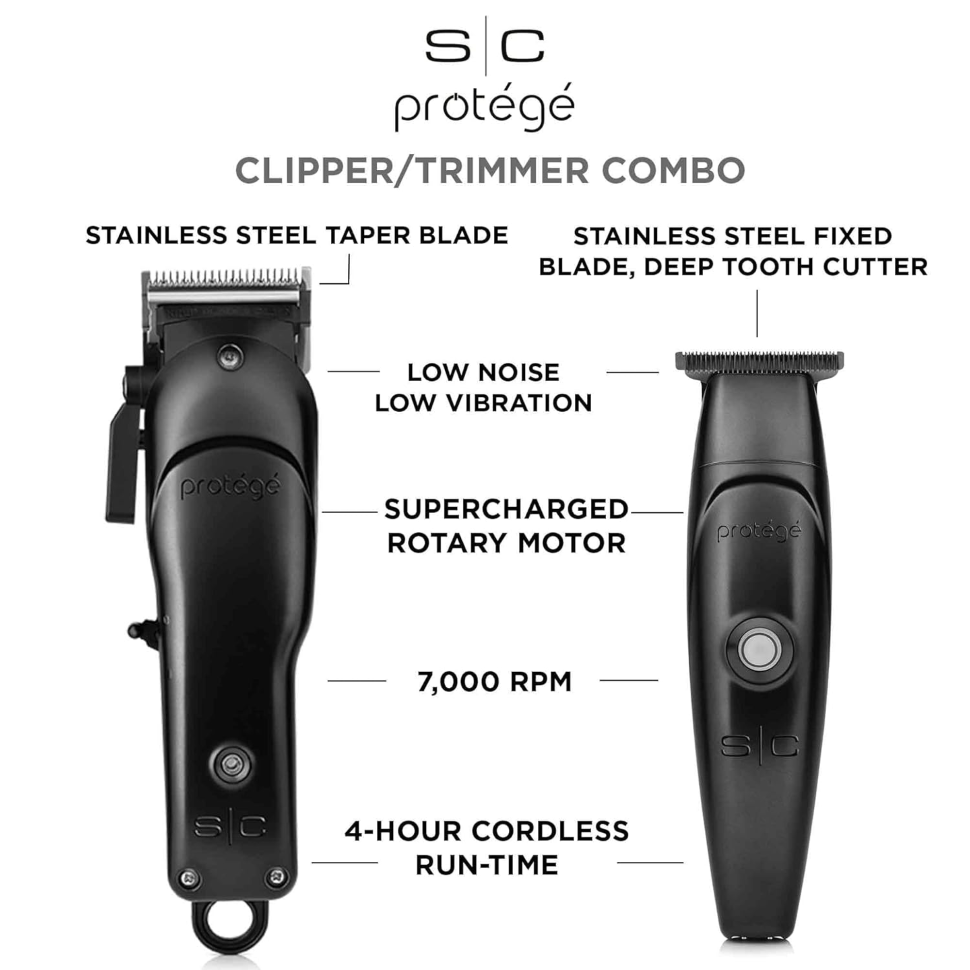 Stylecraft Trimmer/Clipper Protege Combo - Matte Metalic Black - BarberSupplies Canada