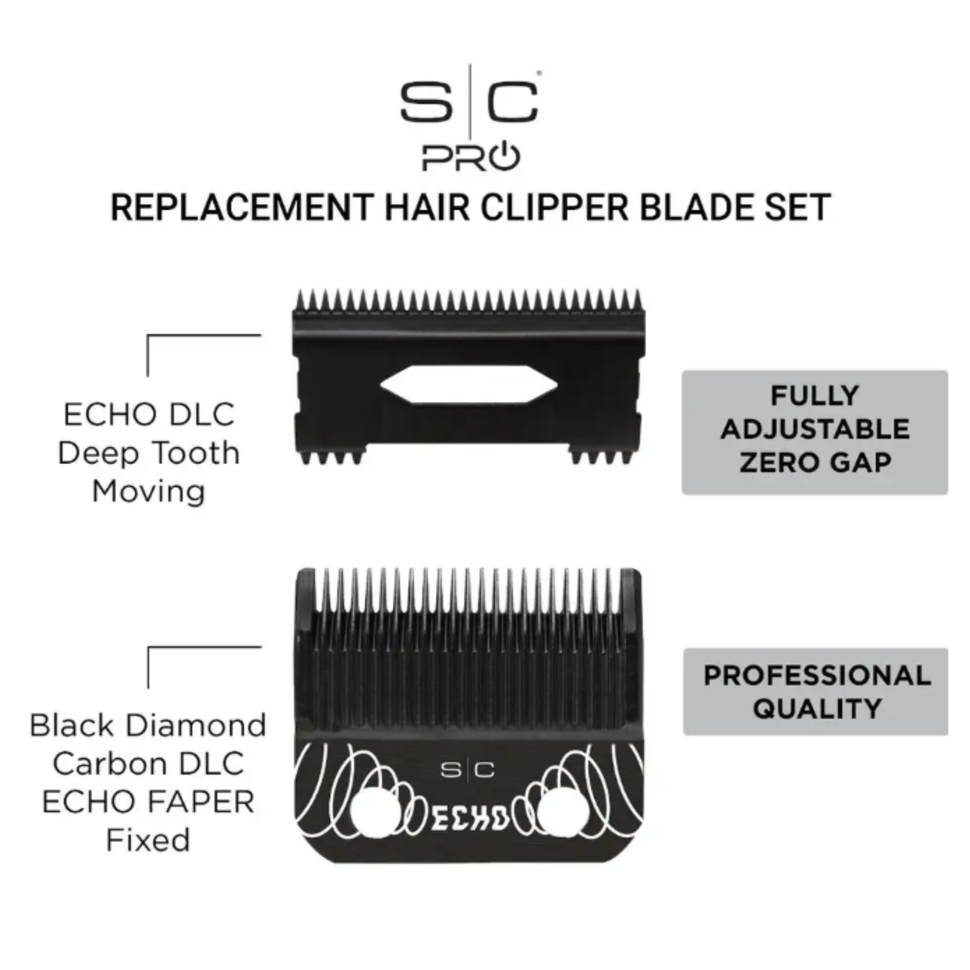StyleCraft Fixed Echo Black Blade + DLC Deep Tooth Cutting Blade (Clipper) - BarberSupplies Canada