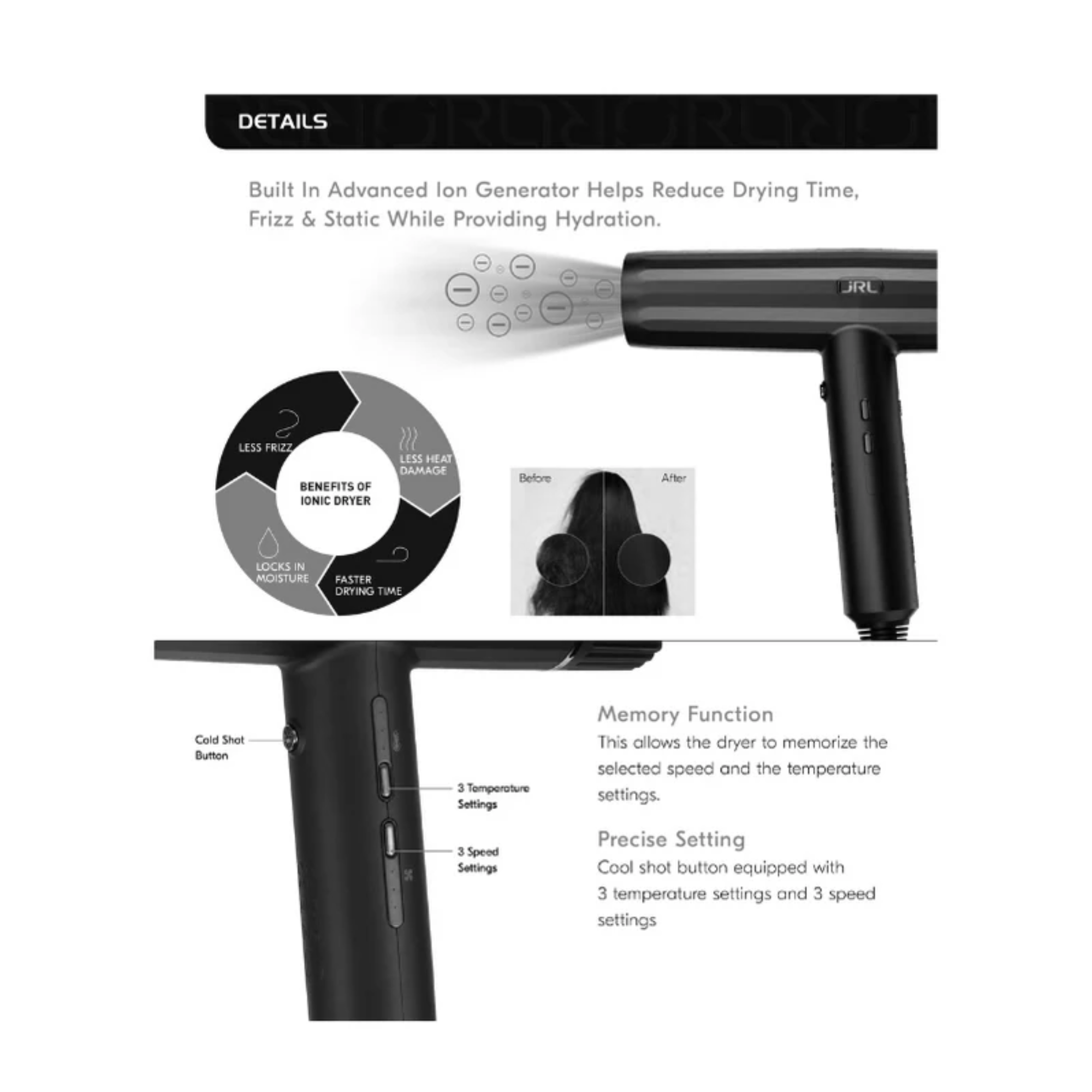 JRL Forte Pro Hair Dryer #FP2401 - BarberSupplies Canada