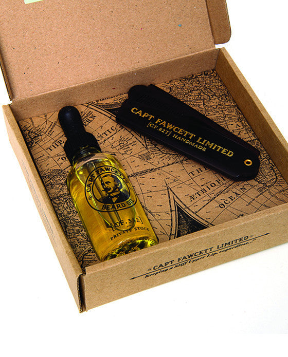 Captain Fawcett's Beard Oil & Beard Comb Gift Set(Private Stock) - BarberSupplies Canada