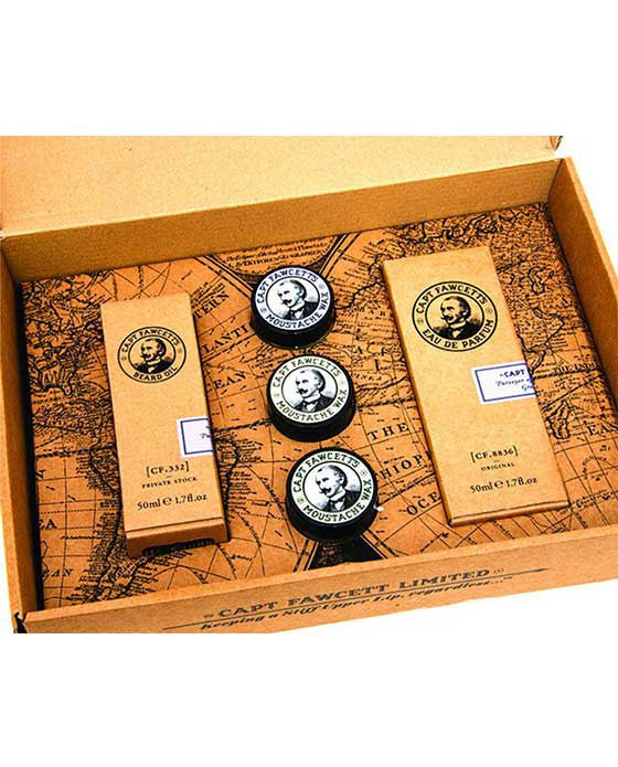 Captain Fawcett's Perfum, Wax & Beard Oil Gift Set - BarberSupplies Canada