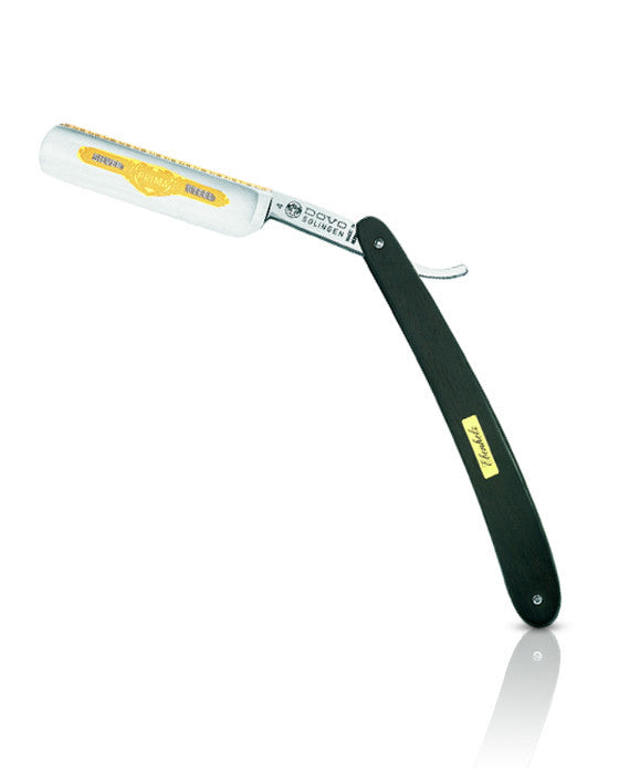 DOVO Silver Steel Straight Razor 5/8 in. Half Hollow Ground Blade, Ebony Wood Handle - BarberSupplies Canada