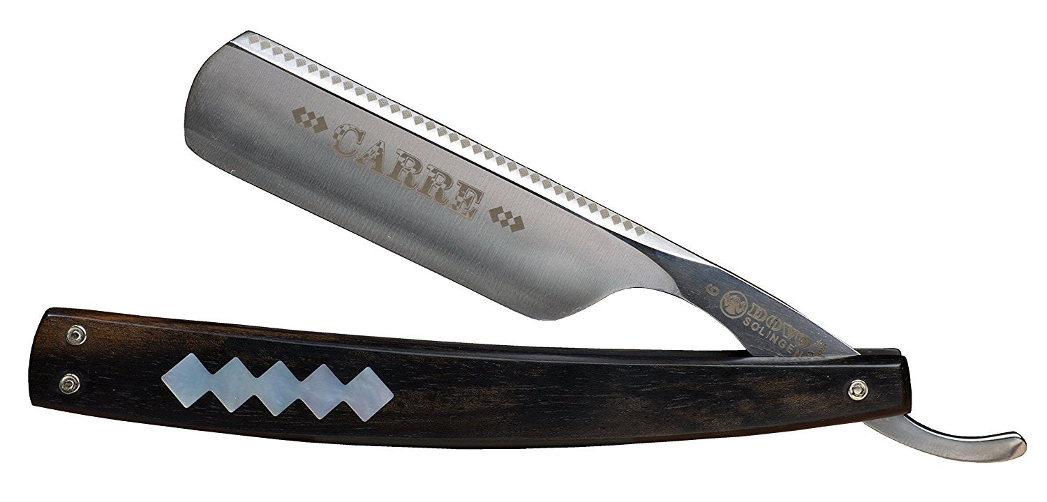 Dovo Carre Straight Razor, Ebony Wood Handle, 6/8 in. - BarberSupplies Canada