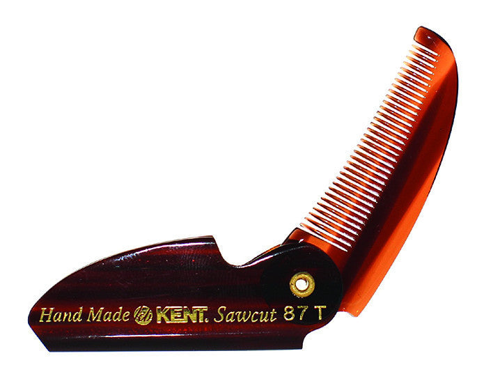 Kent 87T Folding Pocket Mustache Comb (117mm/4.6in) - BarberSupplies Canada
