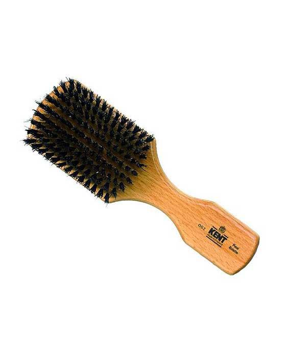 Kent Men's Brush, Rectangular Head, Black Bristles, Beechwood - BarberSupplies Canada