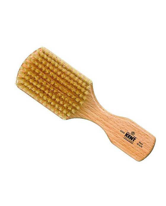 Kent Men's Brush, Rectangular Head, White Bristles, Beechwood - BarberSupplies Canada