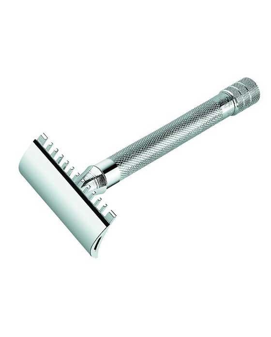 Merkur Double Edge Safety Razor, Straight Cut, Chrome, Travel Size - BarberSupplies Canada