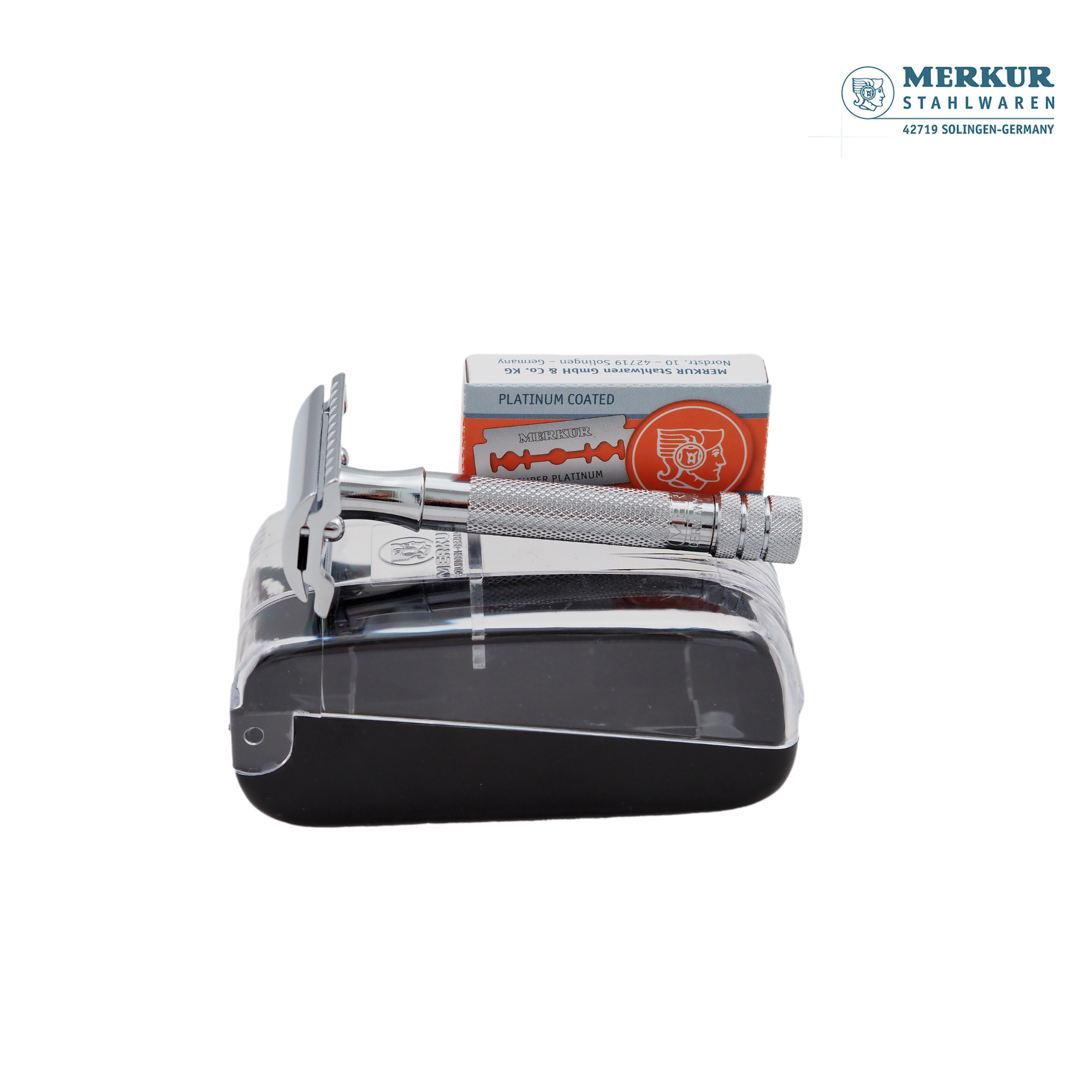 Merkur 333C Set of Classic Double-Edge Safety Razor, Bright Chrome Finish, 10 blades - BarberSupplies Canada