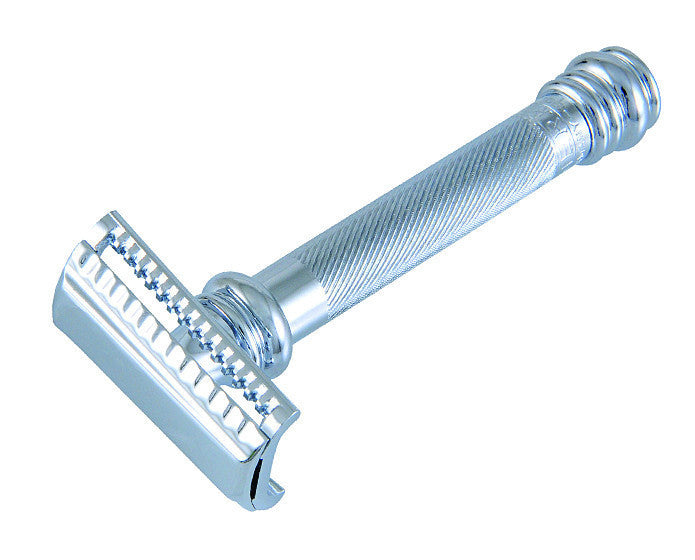 Merkur Double Edge Safety Razor, Slanted Cut, Extra Long Handle, Chrome - BarberSupplies Canada