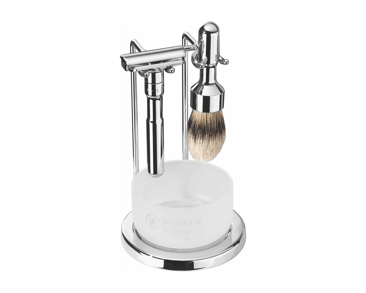 Merkur 4751 – Stand for Future Razor and Brush, Bright Chrome Finish - BarberSupplies Canada