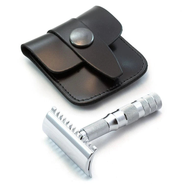 Merkur 985 Double-Edge Travel Razor & Case, Bright Chrome Finish - BarberSupplies Canada
