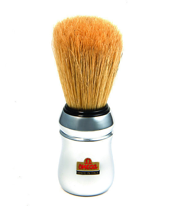 Omega Boar Bristle Shaving Brush With Chromed Plastic Handle - BarberSupplies Canada