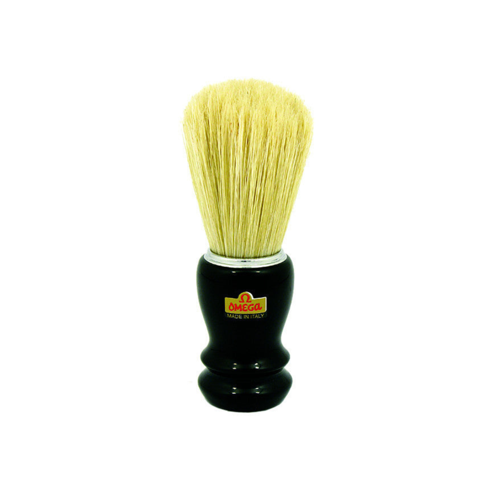 Omega Chrome Rimmed, Black Handled Boar Hair Professional Shaving Brush - BarberSupplies Canada