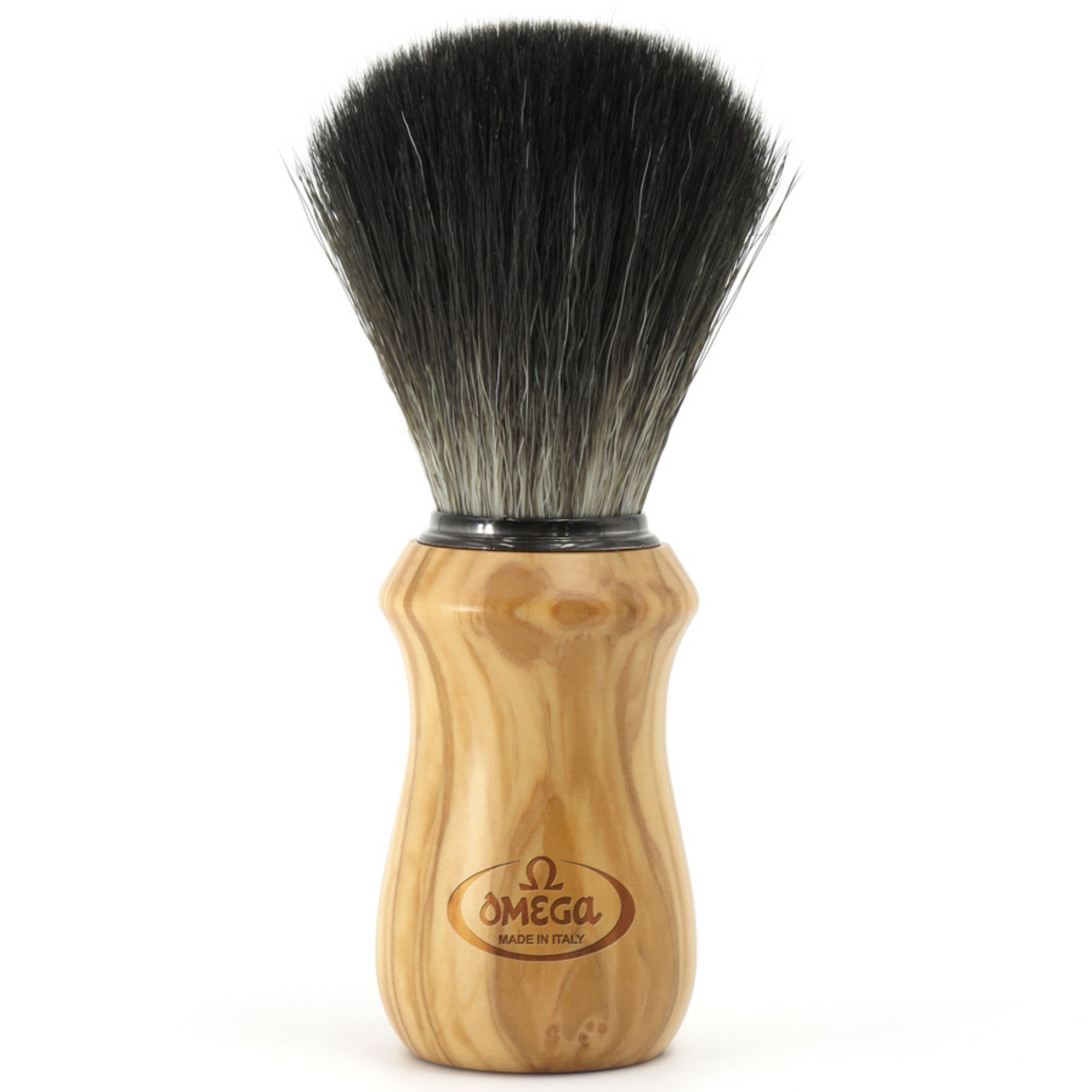 OMG-96832 – 0196832 Omega BLACK Hi-Brush fiber shaving brush – OLIVE WOOD - BarberSupplies Canada