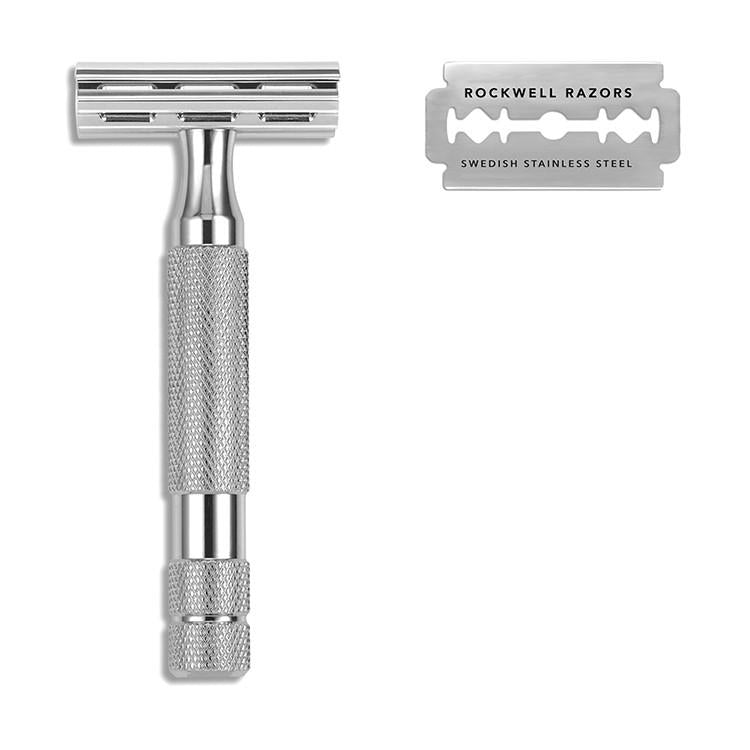 Rockwell Razors 2C Double Edge Razor - White Chrome - BarberSupplies Canada