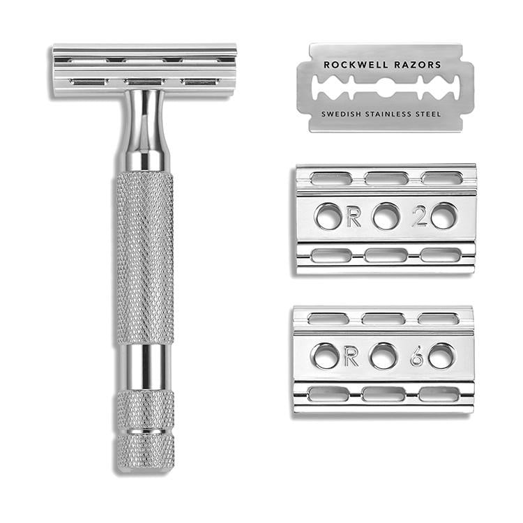 Rockwell Razors 6C Double Edge Razor - White Chrome - BarberSupplies Canada