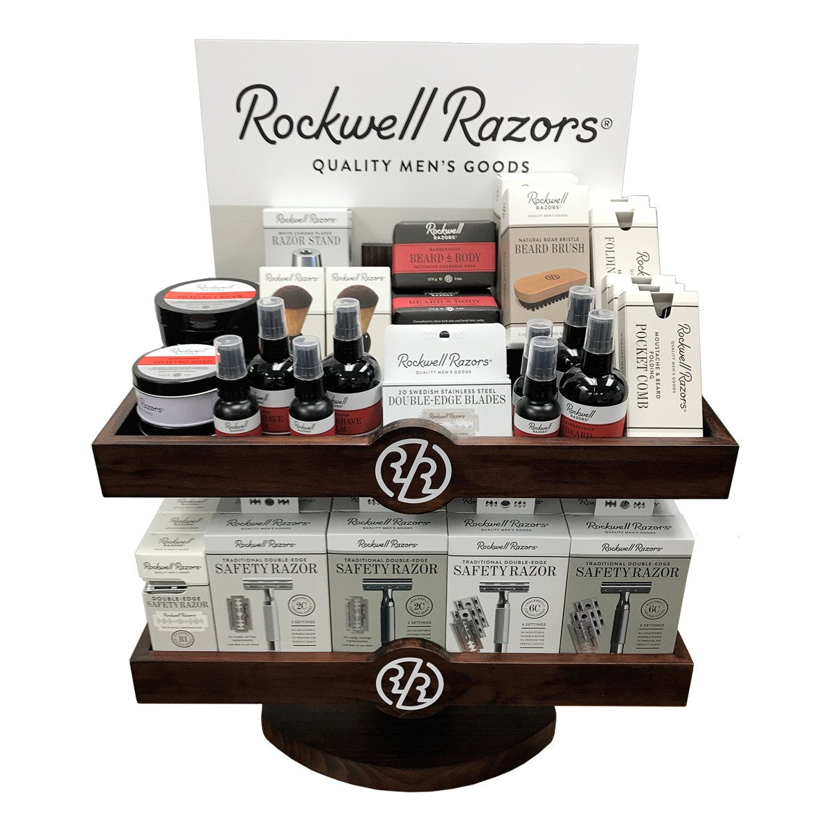 Rockwell Razors Shave, Beard & Grooming Supplies in Two-level Wood Display - BarberSupplies Canada