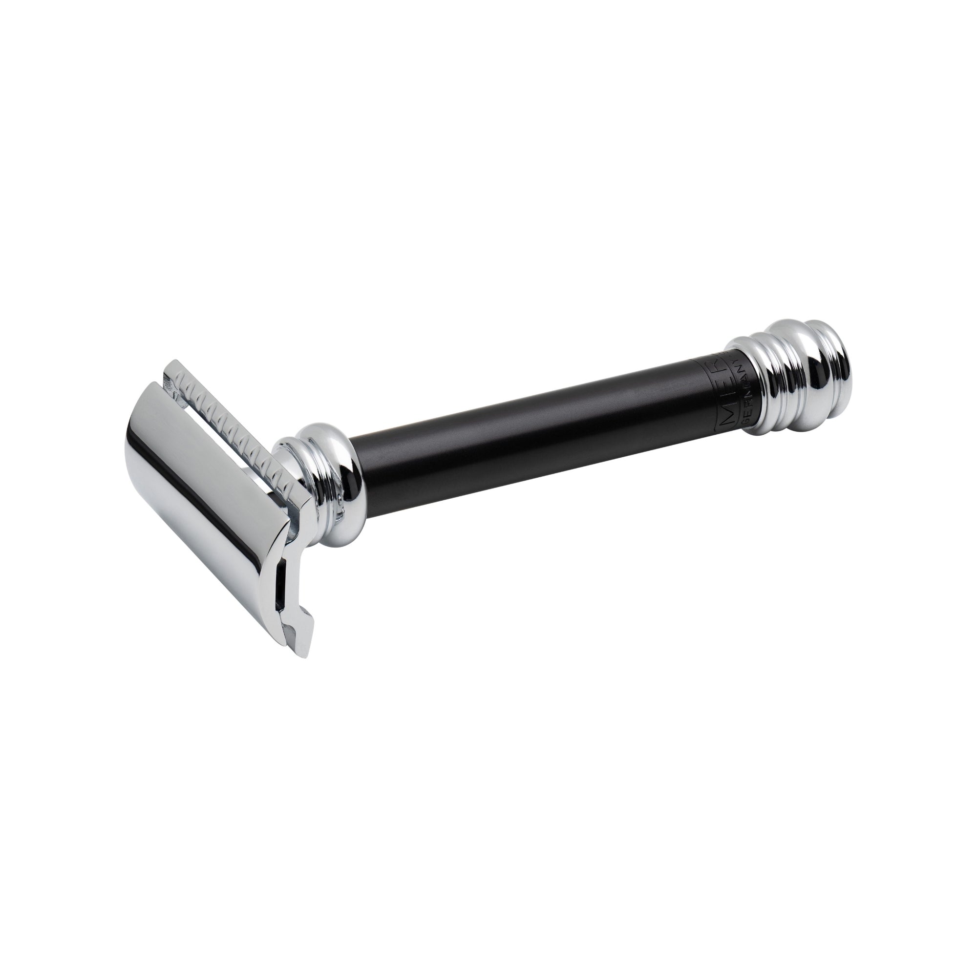 MERKUR Double Edge Safety Razor with Straight Cut and Extra Long Handle in Black - BarberSupplies Canada