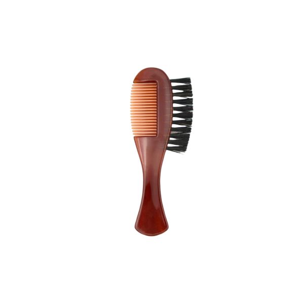 DV-10361 Beard Comb + Brush, Combs, brown acrylic and boar bristles - BarberSupplies Canada
