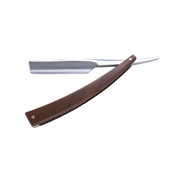DV-8009141, Dovo Straight Razor EDO, 5/8”, carbon, 1/1 full hollow, Ultra compressed walnut wood - BarberSupplies Canada