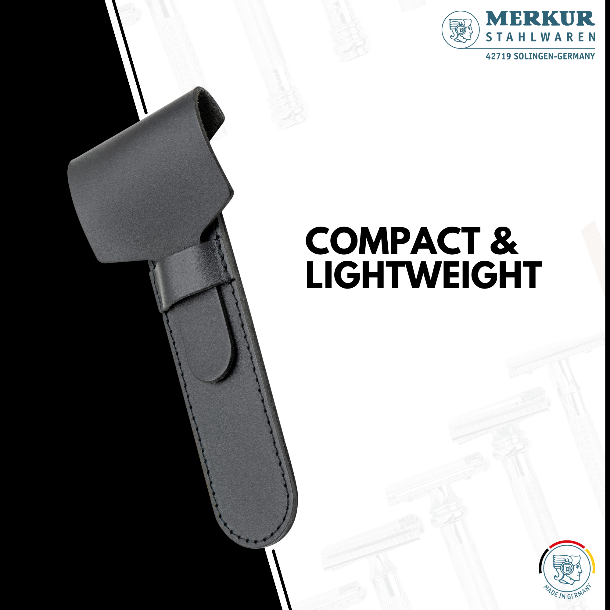 MERKUR 5002 Empty Leather Sleeve in Black - BarberSupplies Canada