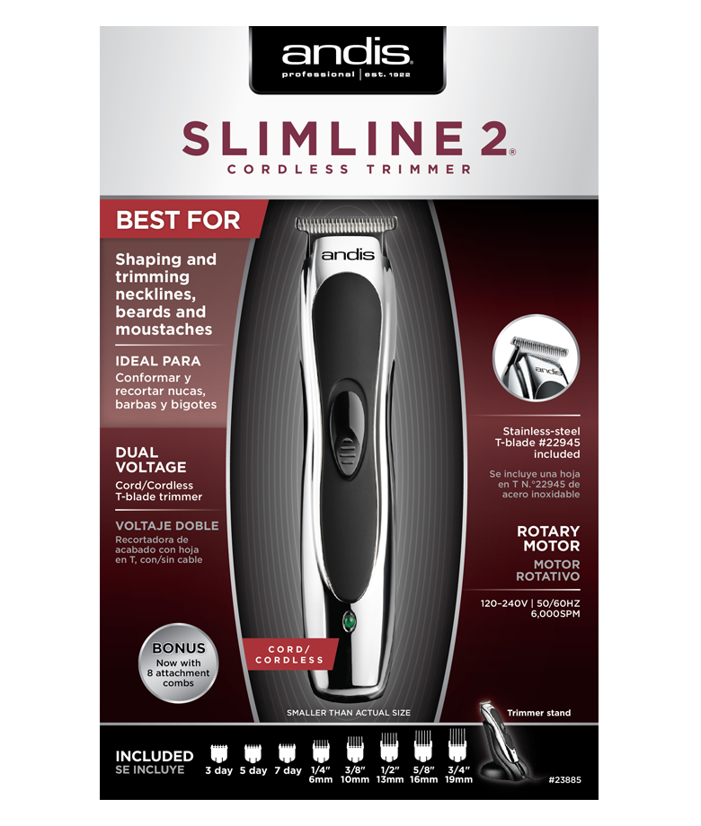ANDIS SlimLine 2 Cord/Cordless Trimmer (Chrome) - BarberSupplies Canada