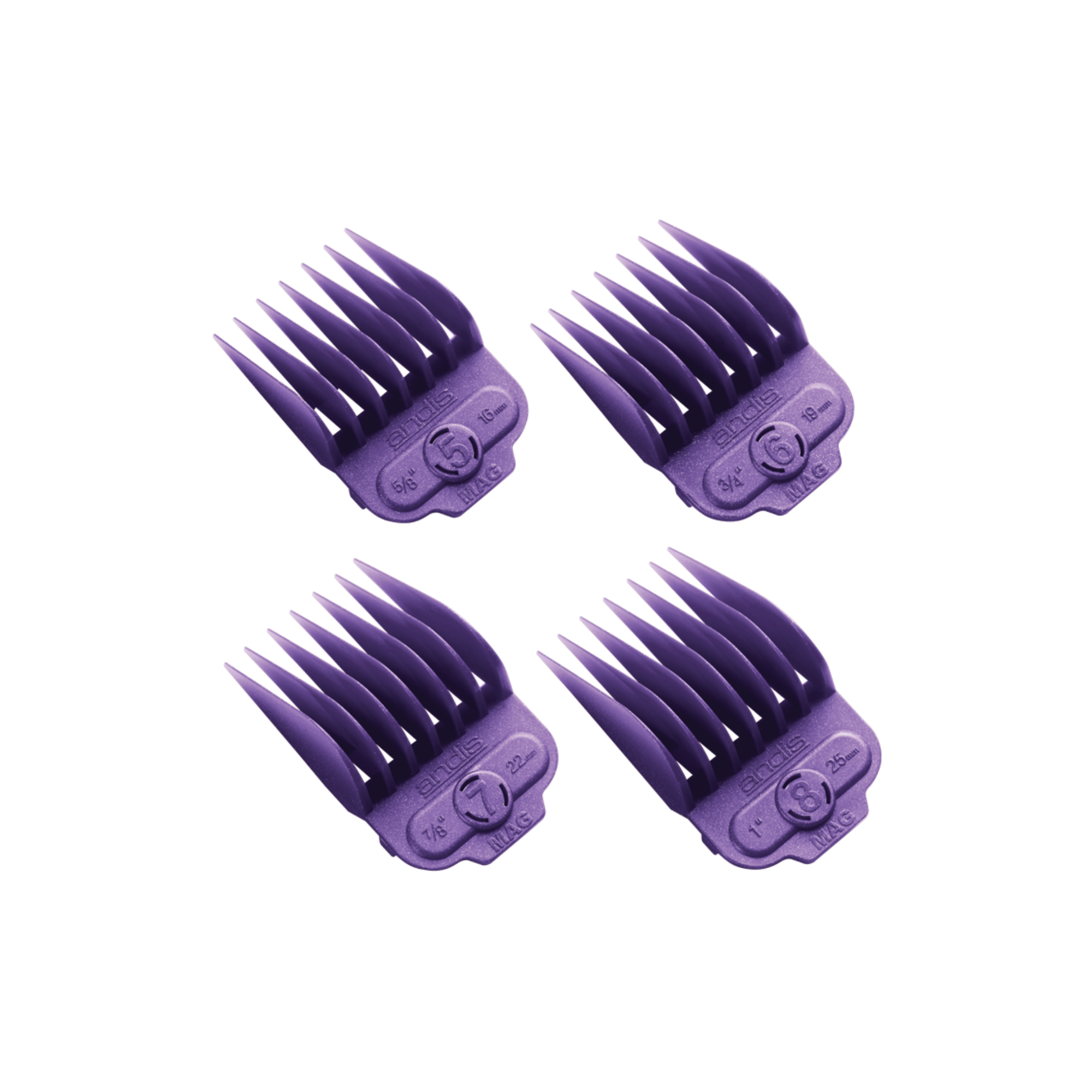 ANDIS Nano-Silver 1-Magnet Attachment 4-Combs, Large; Sizes 5/8 in., 3/4 in., 7/8 in., 1 in. - BarberSupplies Canada