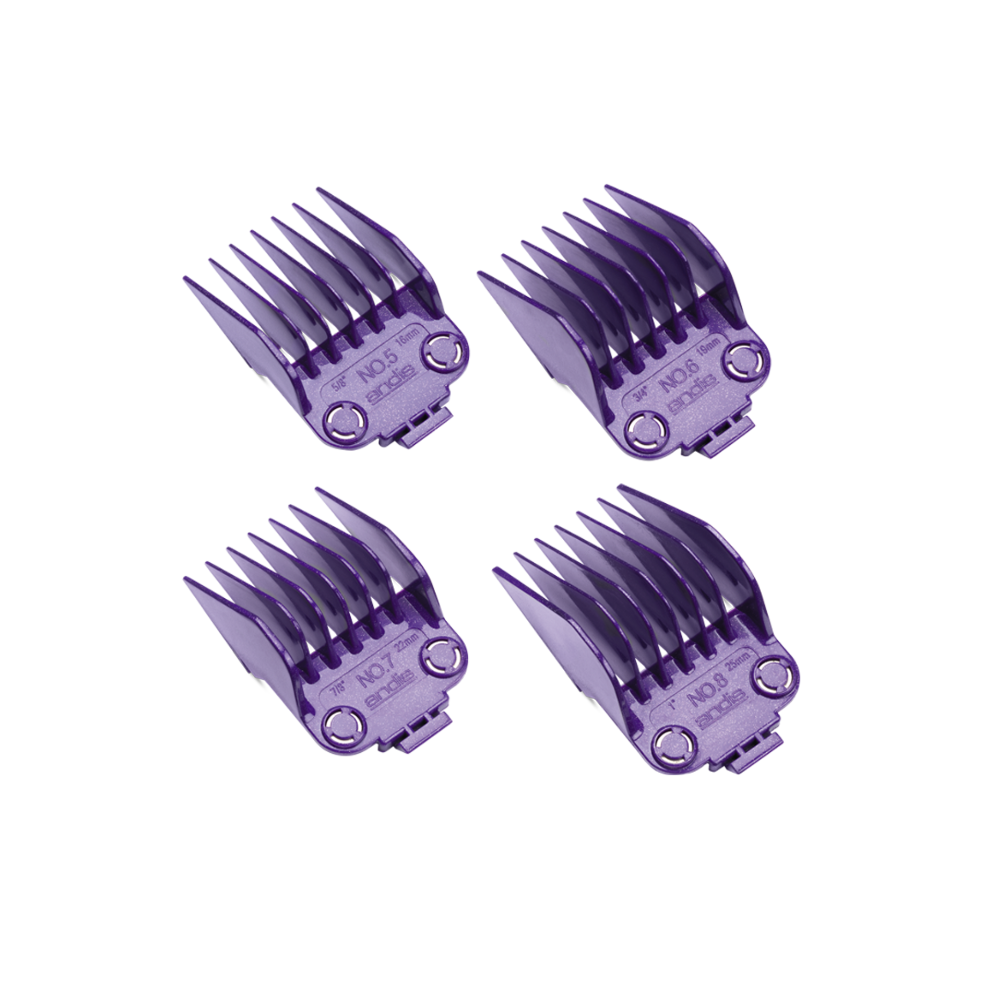 ANDIS Nano Silver 2-Magnet Attachment 4-Combs, Large, Sizes: 5/8 in., 3/4, 7/8 in., 1 in. - BarberSupplies Canada