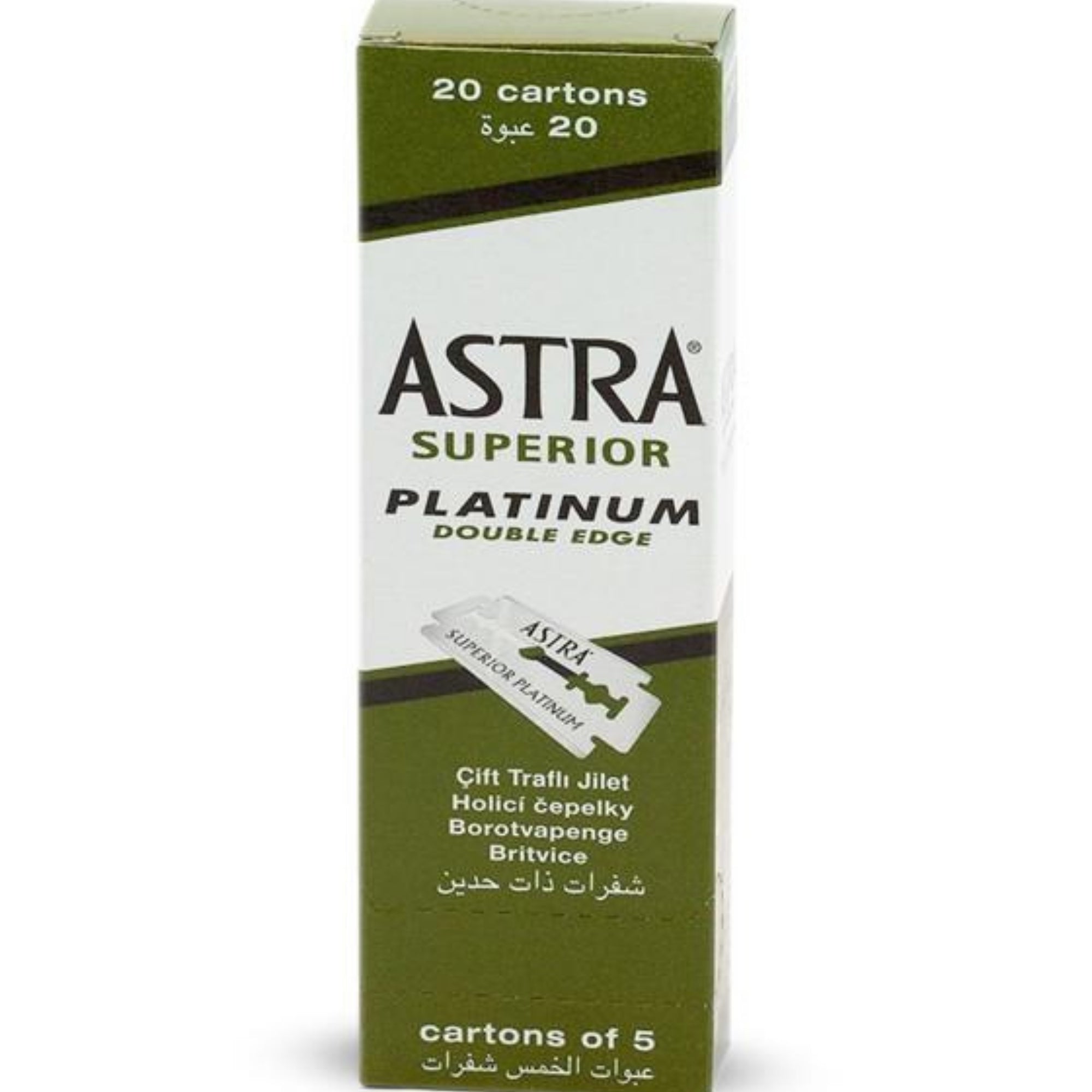 Astra Double Edge Razor Blade/ 20 Packs of 5(Green) - BarberSupplies Canada