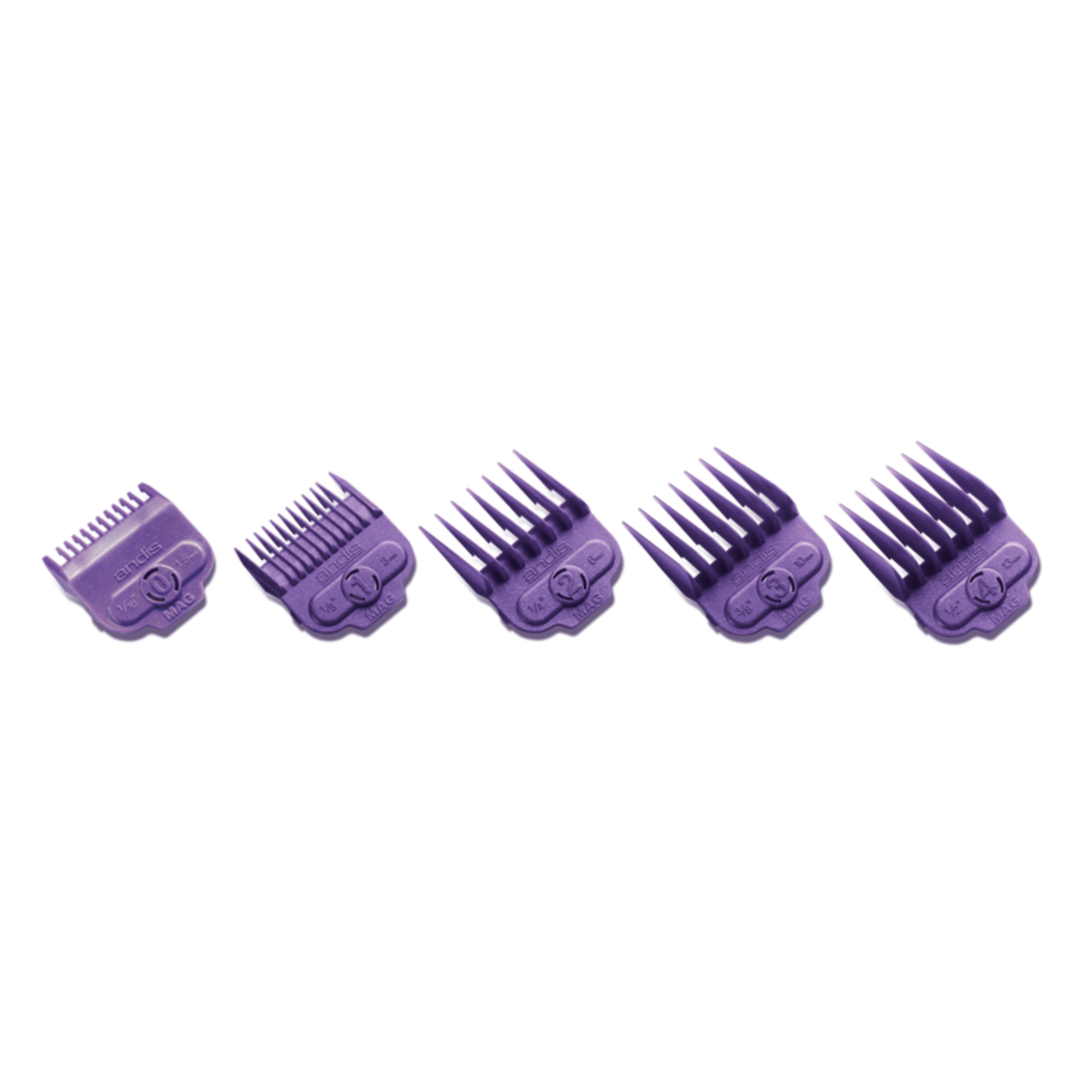 ANDIS Nano-Silver 1-Magnet Attachment 5-Combs, Small; Sizes 1/16 in., 1/8 in., 1/4 in., 3/8 in., 1/2 in. - BarberSupplies Canada