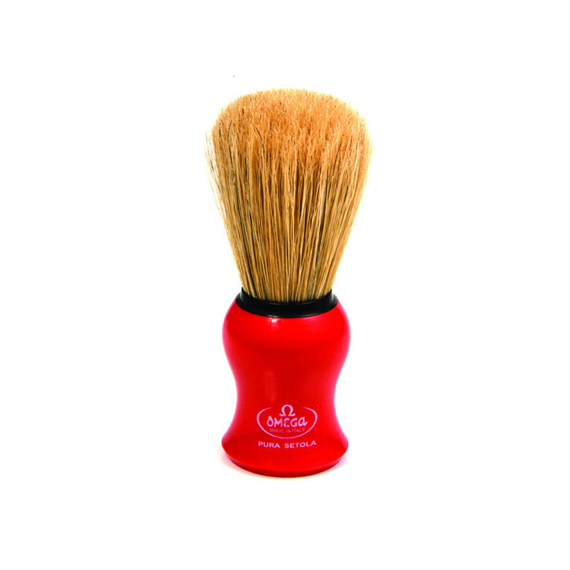 Omega Hog Bristle Shaving Brush, Red - BarberSupplies Canada