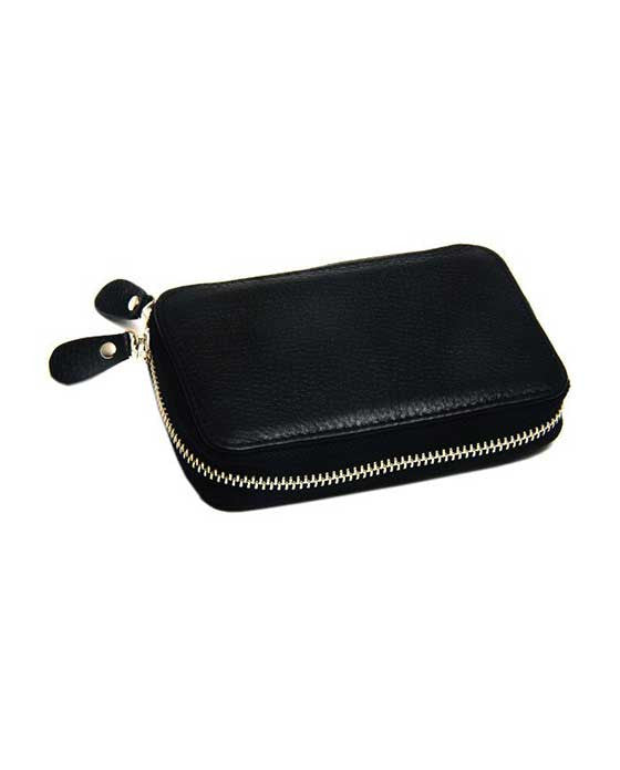 PureBadger Collection Universal Black Leather Double Edge Razor Case (Nubuck Lining) - BarberSupplies Canada