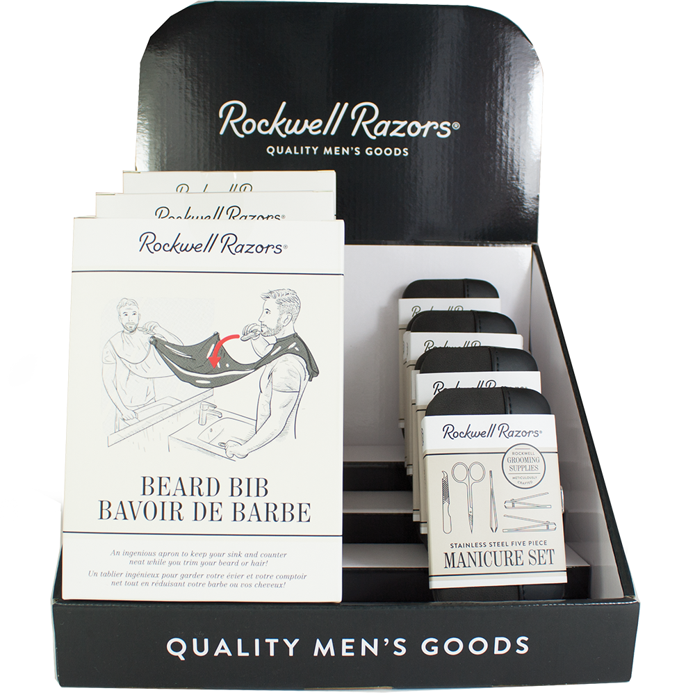 Rockwell Razors Beard Bib and Manicure set Display Bundle - BarberSupplies Canada