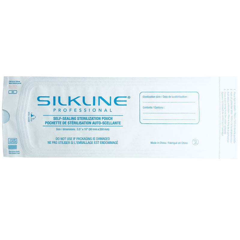 BabylissPRO Silkline sterilization pouches. 3-1/2 in. x 10 in.. 200 pouches/box. - BarberSupplies Canada