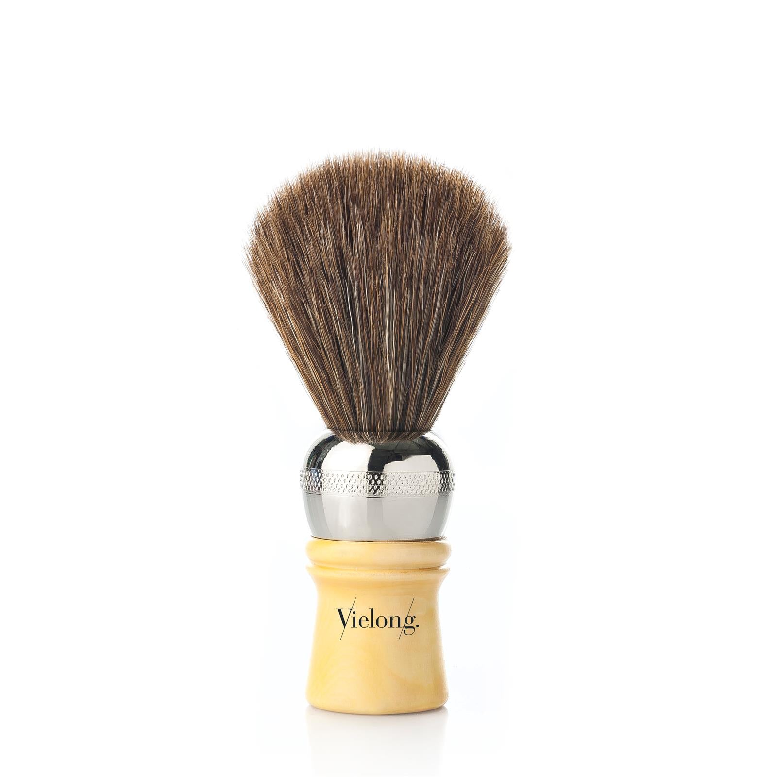 Vie-Long Cachurro Professional Horse Hair Shaving Brush, Metal/Wood Handle - BarberSupplies Canada