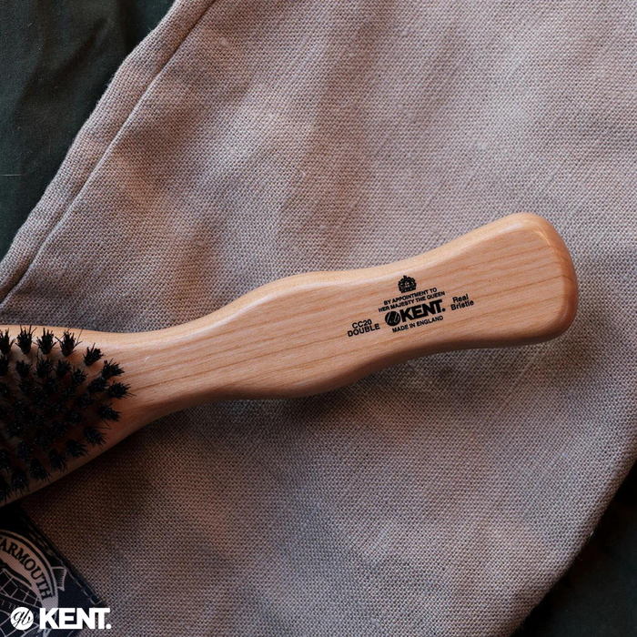 Kent K-CC20 Clothes Brush, Double-sided, Stiff & Soft Bristles, Cherrywood